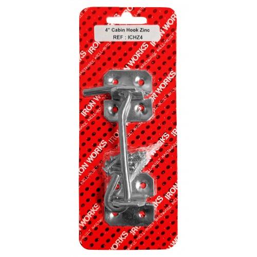 Iron Works 4'' Cabin Hooks Zinc 1 Per Pack Iron Works 4'' Cabin Hooks Zinc 1 Per Pack
